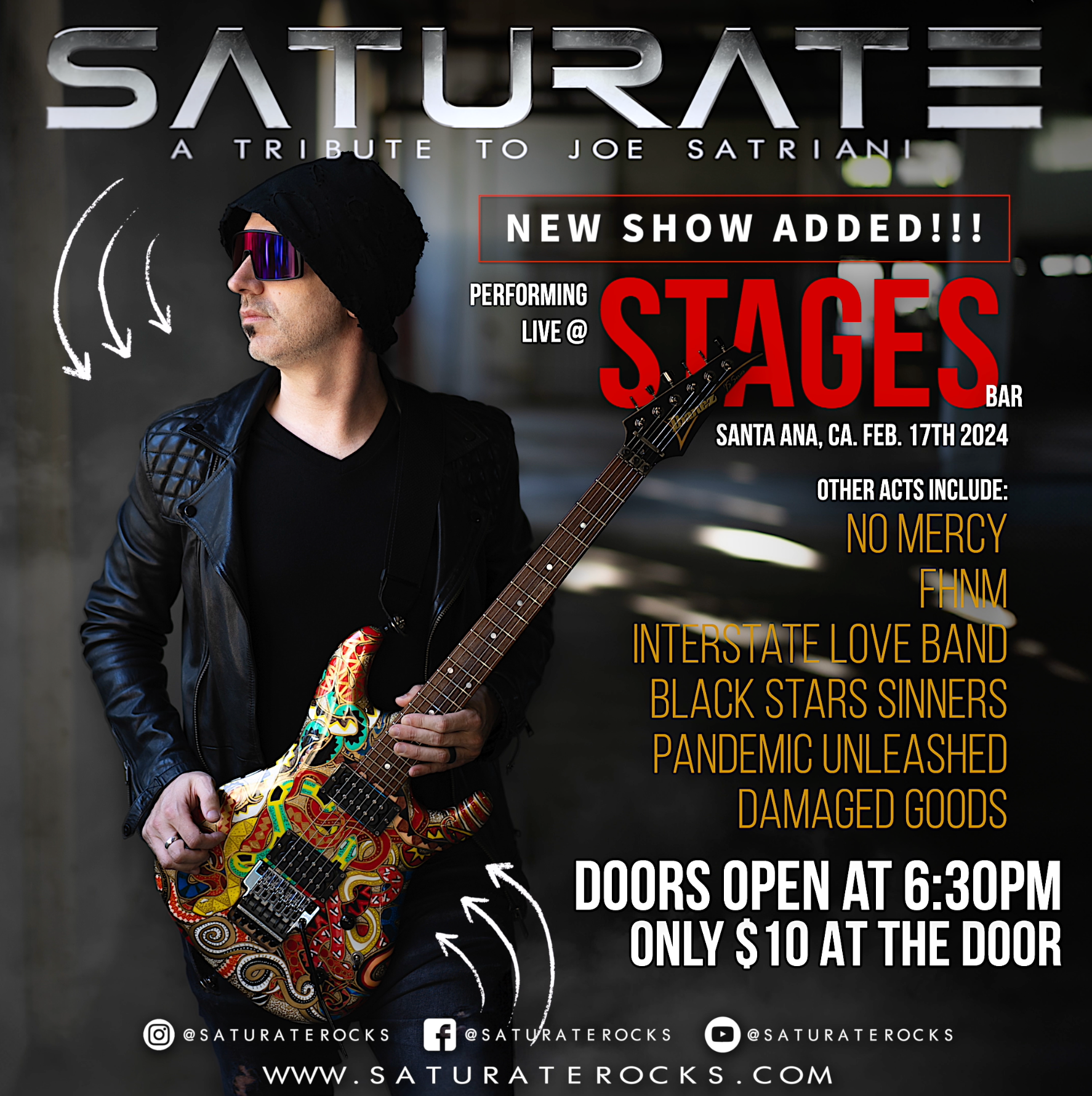 02.17.24 - SATURATE WILL BE PERFORMING LIVE @STAGES BAR & GRILL